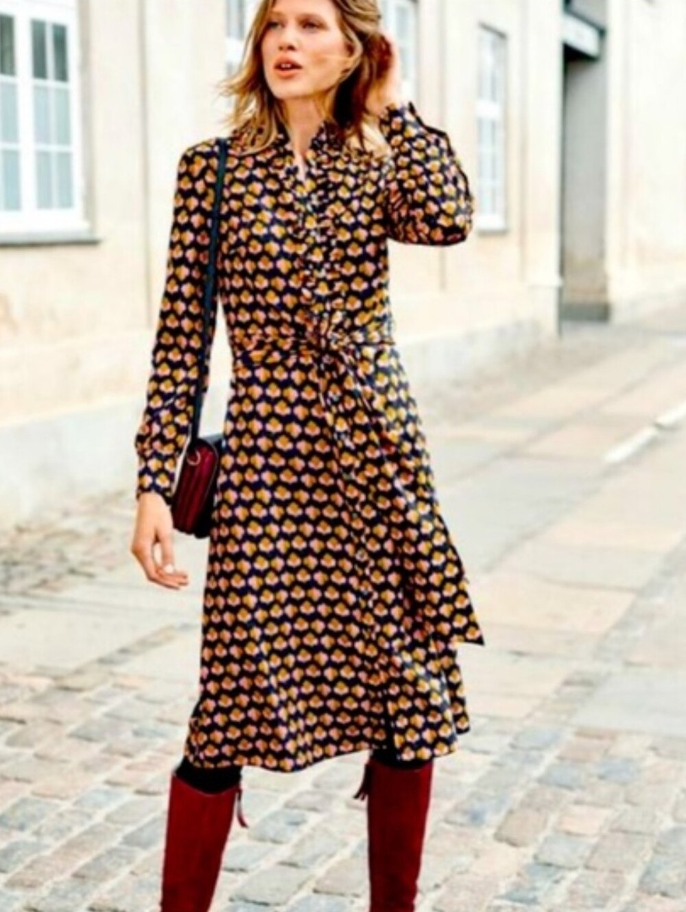 Boden Navy Oak Leaf Clover Long Sleeve Shirt Dress - Picture 2 of 12